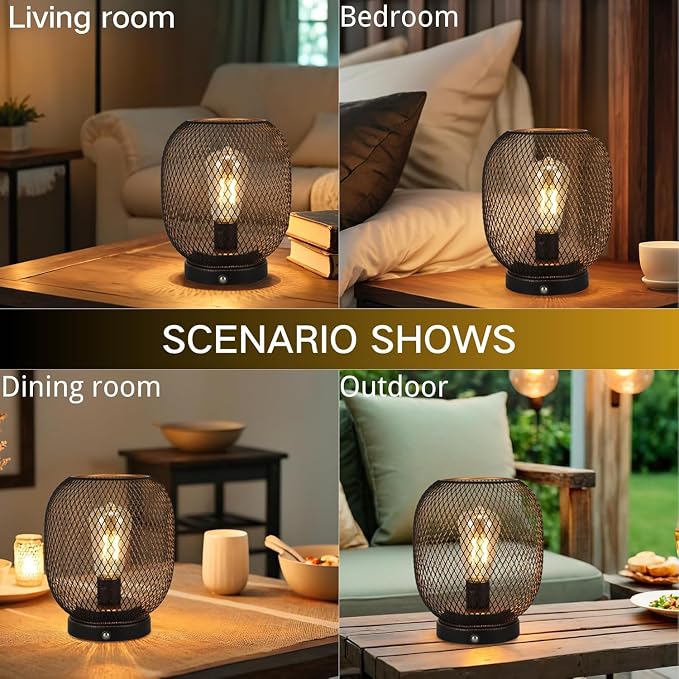 JHY DESIGN Dimmable Touch Lamp Set of 2 Bedside Table Lamp Rechargeable Battery - Image 5