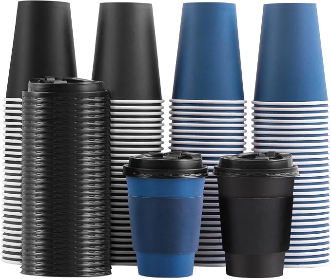 SIUQ 100 Pack 12 oz Disposable Coffee Cups by SIUQ