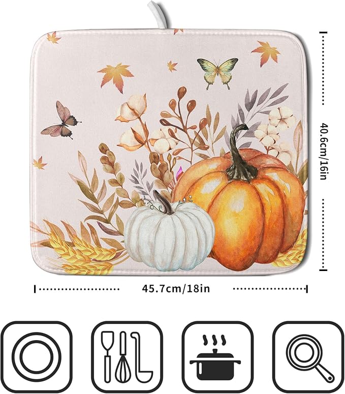 Fall Pumpkin Maple Dish Drying Mat - Image 2