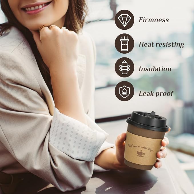 LITOPAK 100 Pack 10 oz Paper Coffee Cups - Image 6