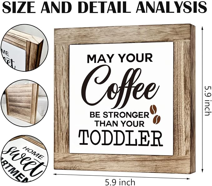 Coffee Sign, Farmhouse Coffee Decor, May Your Coffee Be Stronger Than Your - Image 2