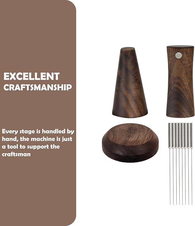 Handmade American Walnut WDT Tool V2.0 Built-in Magnet, Espresso Distribution - Image 4