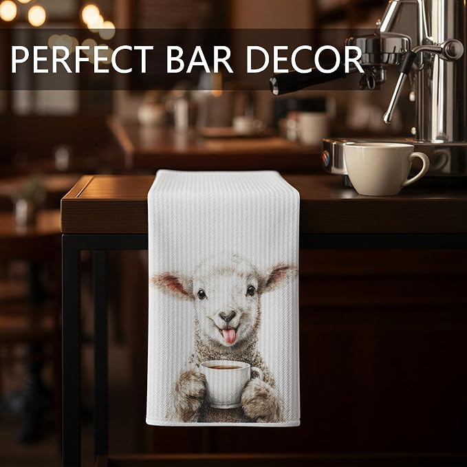 Funny Sheep Coffee Gifts Hand Towel - Image 2