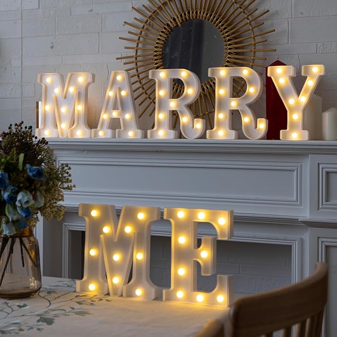 Marry ME LED Marquee Letters, Warm White LED Marry Me Light Up Letters - Image 3