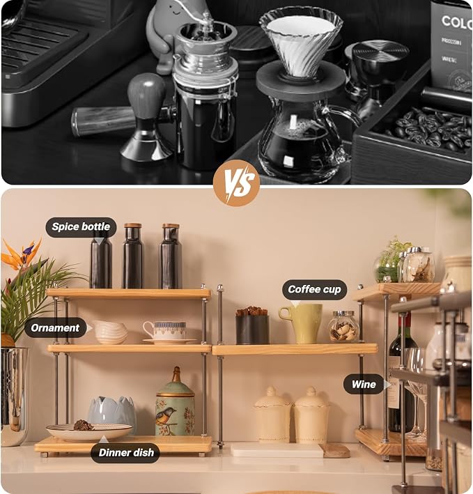 Ultra-Thick 24mm Solid Wood Coffee Station Organizer&Spice Rack - Image 6
