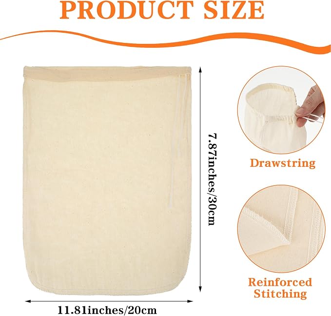 WLLHYF 4 Pack Nylon Nut Milk Bag 12 × 8 Inches Fine Mesh Cheese Cloth Multiple - Image 2