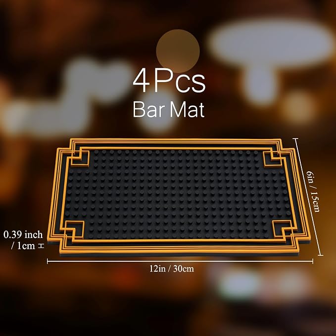 Drydiet 4 Pcs Bar Mat 12 x 6 Inch Non Slip Rubber Mat - Image 2