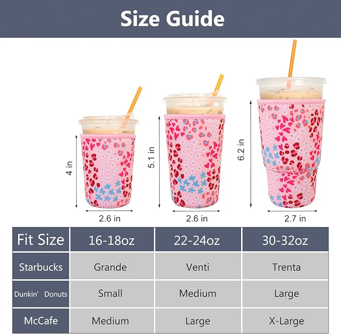 3 Pack Reusable Iced Coffee Sleeves - Image 2