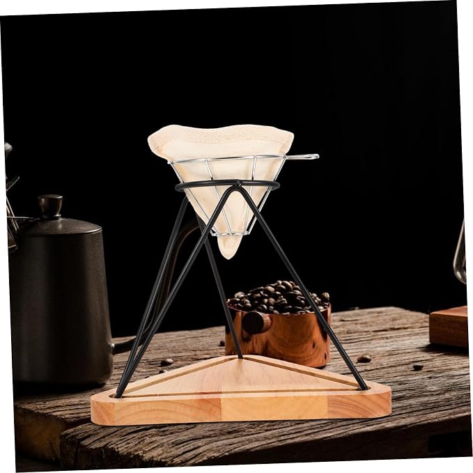 1Set Coffee Drip Rack Set with Stainless Steel Funnel Reusable Filter Cloth - Image 5