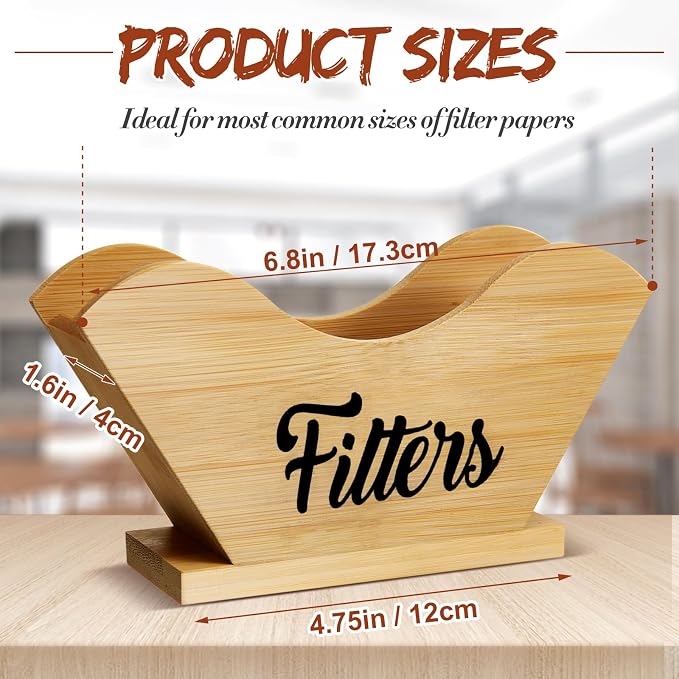 Juexica Farmhouse Cone Coffee Filter Holder Storage number 4 Rustic Wood Holder - Image 2