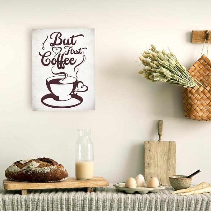 OTINGQD But First Coffee Canvas Wall Art, Vintage Cafe Wall Art, Coffee Station - Image 6