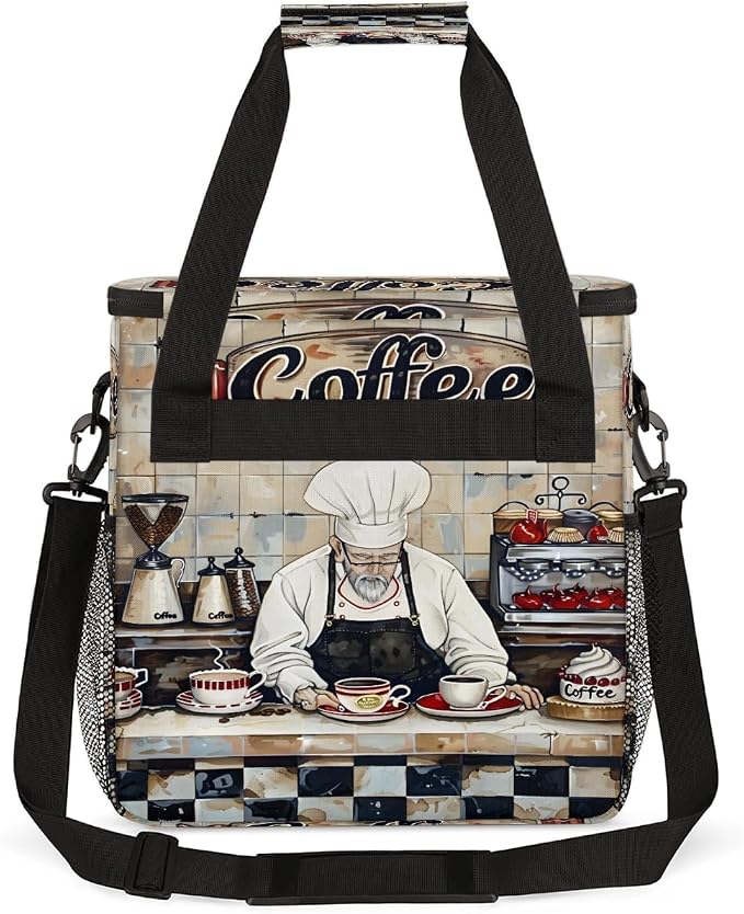 Coffee Chef Pattern Coffee Maker Carring Bag Travel Carrying Storage Tote Bag - Image 5
