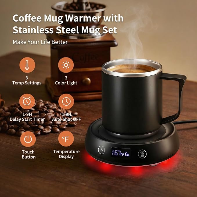 Coffee Mug Warmer & Mug Set, Electric Beverage Cup Warmer - Image 4