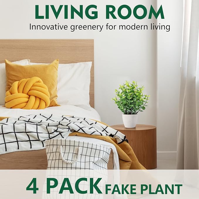 FAVOWREATH 2 Pack Fake Plants Ceramic Mini Artificial Greenery Potted Plants - Image 5