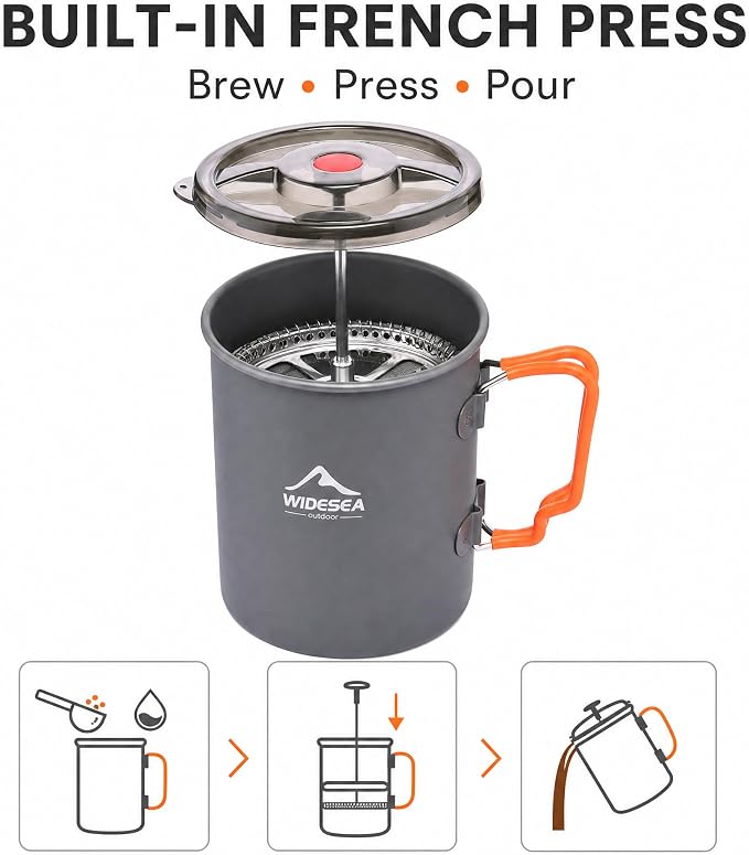 widesea Camping Coffee Pot 750ML, French Press Coffee Maker, Lightweight - Image 3