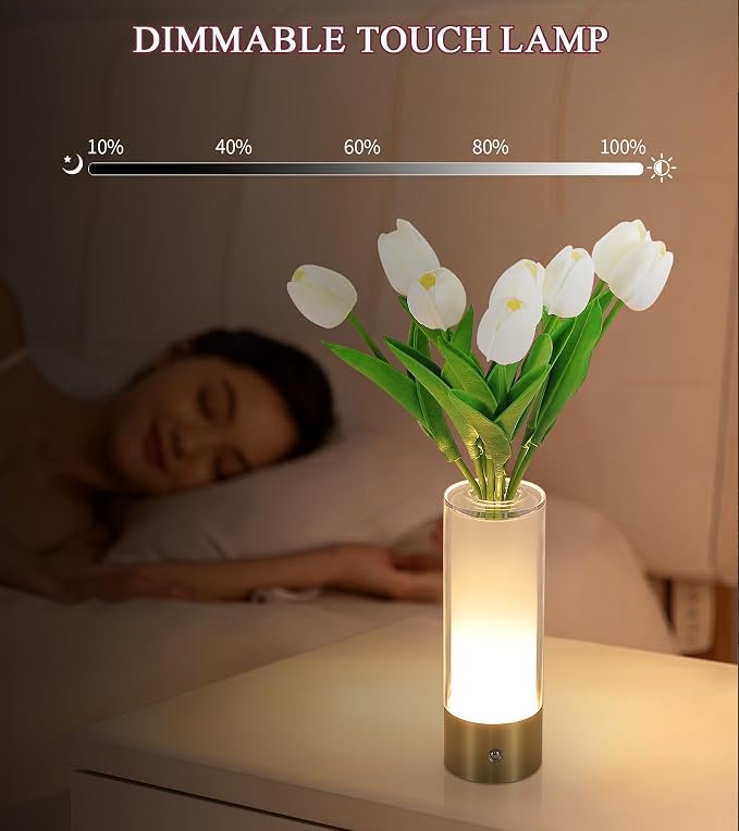 AIHYING Flower Night Light, Touch Vase Lamp, Rechargeable Cordless Table Lamp - Image 4