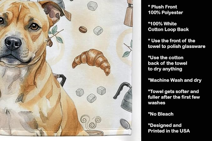 Caroline's Treasures Fawn Staffordshire Bull Terrier Coffee Bar Kitchen Towel - Image 4