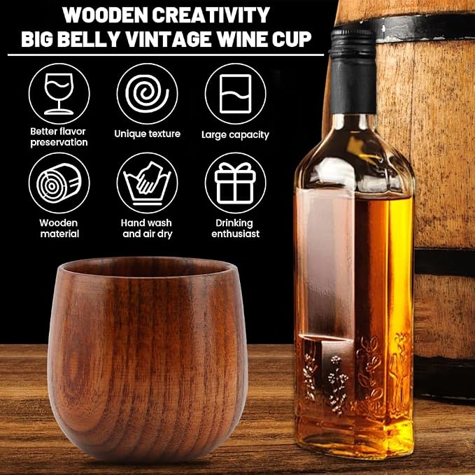 Wooden Whiskey Glasses, Bourbon Drinking Glass Natural Wooden Teacups Coffee - Image 5