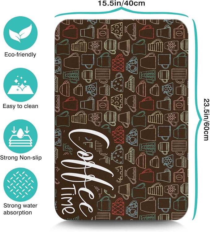 Coffee Mat - Absorbent Coffee Bar Drying Mat - Waterproof Kitchen Counter Decor - Image 5