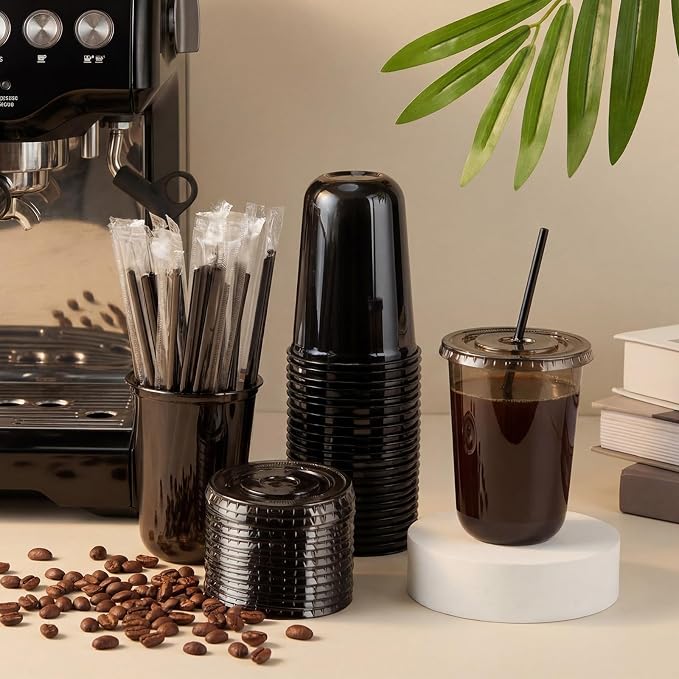 Ziliny 25 Set Black Plastic Cups - Image 2
