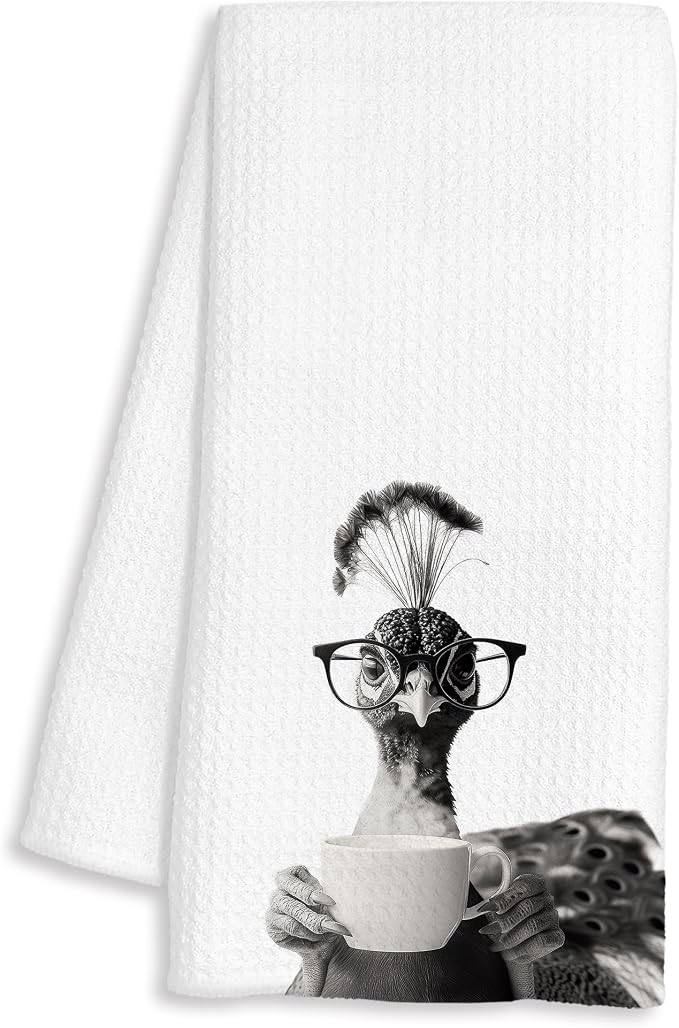 Funny Peacock Decor Coffee Kitchen Towels Gift, Peacock Bird Gifts by Unknown