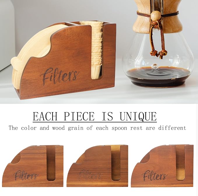 LBEMEY Acacia Wood Coffee Filter Holder - Image 6