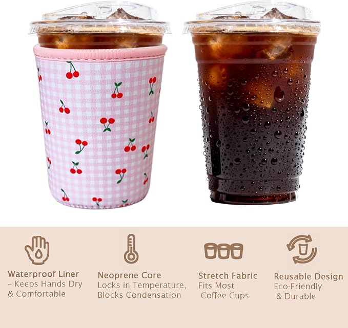 Reusable Insulated Sleeve for Iced Coffee Cup, Coffee Neoprene Sleeve for Cold - Image 6