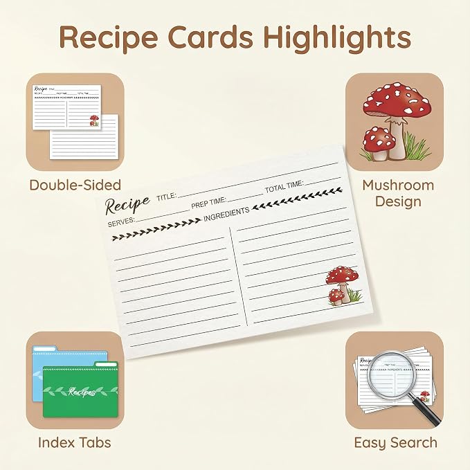 100 Recipe Cards and Recipe Index Cards Set - Image 5