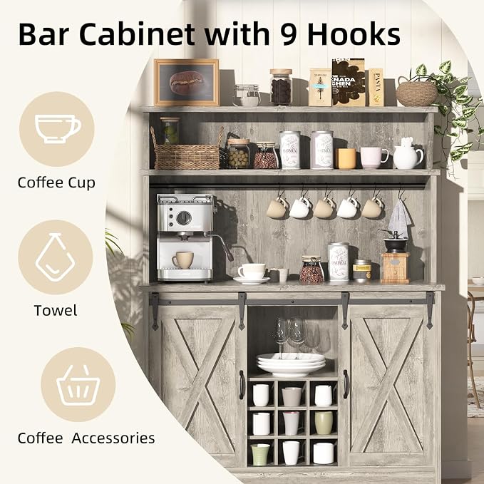 BestHaped Farmhouse Coffee Bar Cabinet - Image 5