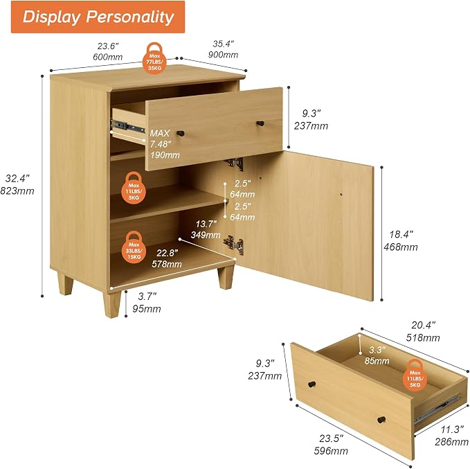 WAMPAT Buffet Cabinet with Drawer and Door - Image 2