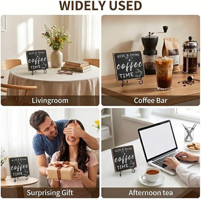 Wooden Coffee Bar Sign – 4"x4" Farmhouse Coffees Decor - Image 5