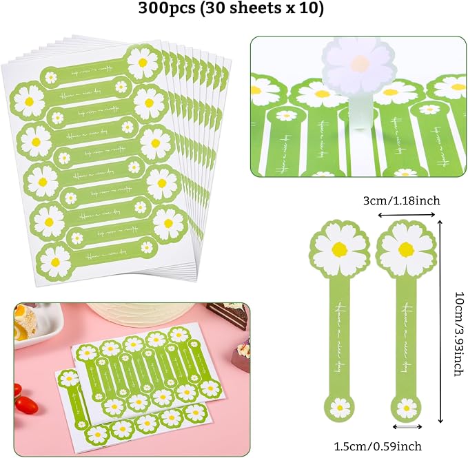 300pcs Handmade Lollipop Baking Stickers - Image 2