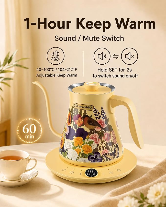 Olumaramio 0.8L/27oz Gooseneck Electric Kettle - Image 5