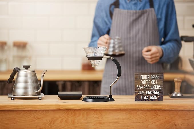 Mtrgdn Coffee Bar Accessories Wooden Sign Decor, Funny Coffee Bar Decor - Image 5