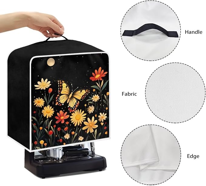 Butterfly Flowers Print Coffee Machine Cover - Image 5