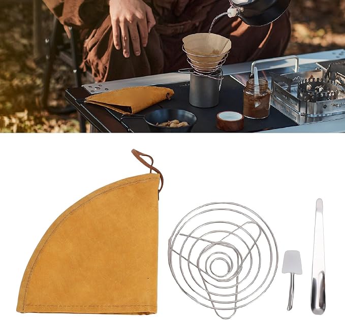 Coffee Accessories Set, Stainless Steel Foldable Filter Holder, Travel Brewing - Image 3
