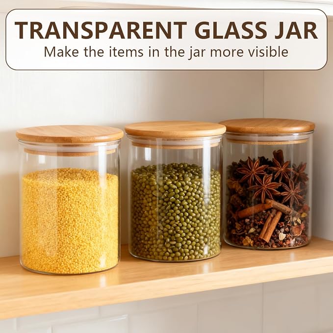 Pack of 2 6.7oz Clear Glass Food Storage Jar Tea Canister Containers - Image 5