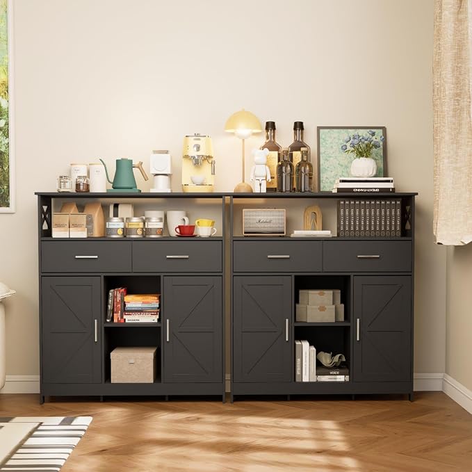 Coffee Bar Cabinet with Storage, 2 Doors and Adjustable Shelves, Freestanding - Image 6