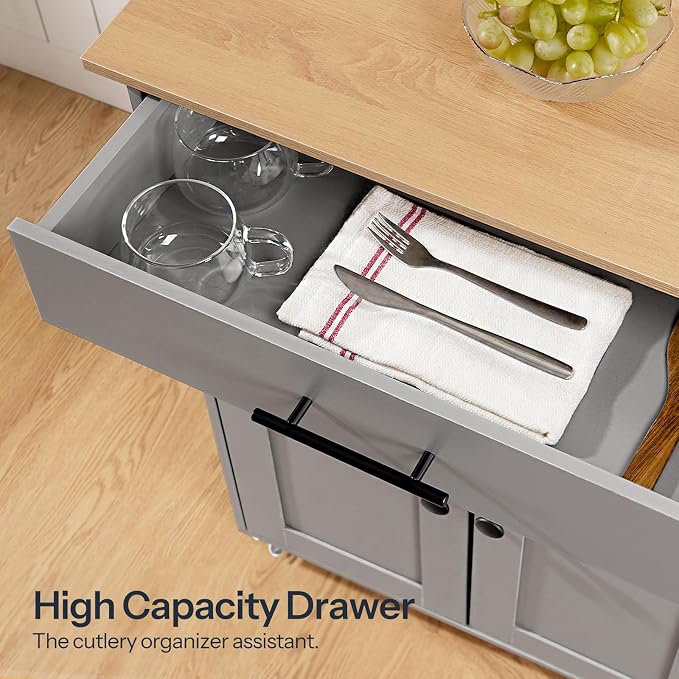 HOOBRO Kitchen Island with Power Outlet, Storage Island with Spice Rack and - Image 8