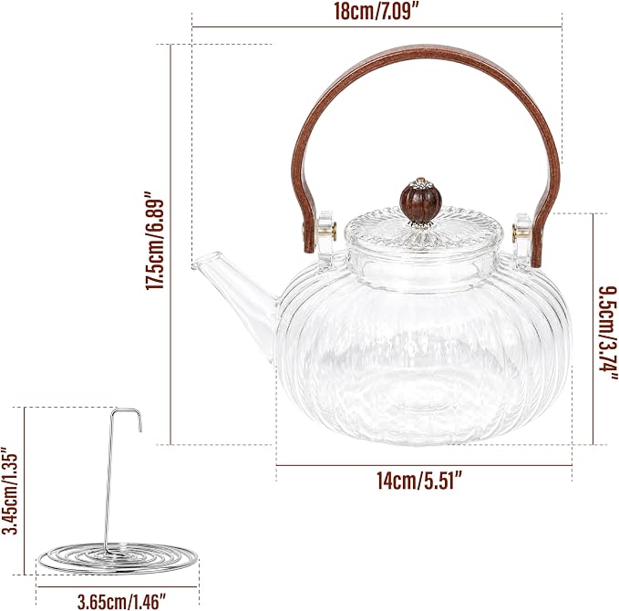Borosilicate Glass Teapot Stovetop Safe 30 oz/900 ml - Image 2