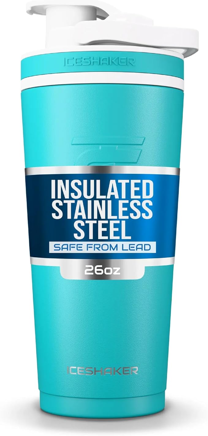 Ice Shaker Insulated Stainless Steel Shaker Bottle | 26oz, Caribbean | Cold by IceShaker