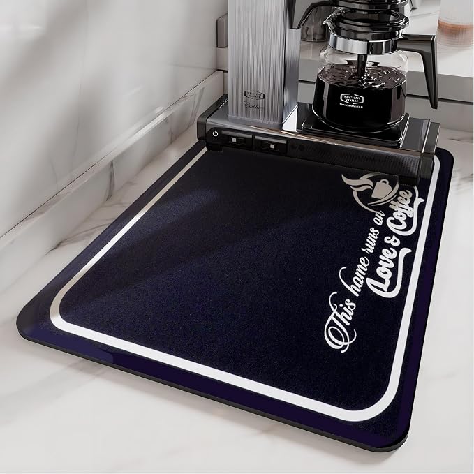 Coffee Bar Mat Rubber Dish Drying Mat by PtRug