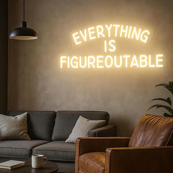 Everything is Figureoutable Neon Sign, Warm White Inspirational LED Neon Light - Image 2