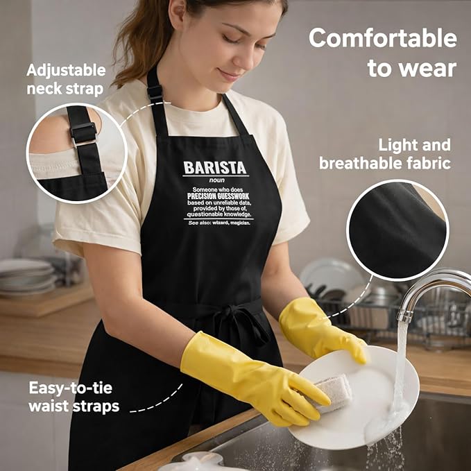 ArtbyPAW Barista Apron for Men and Women, One Size Fits All, 65% Cotton 35% - Image 4