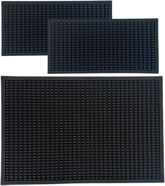 Bar Mat Bundle 2-Pack 12x6" Bar Spill Mats + Counter Mat 18x12”| Non-Slip by MARELUNNA