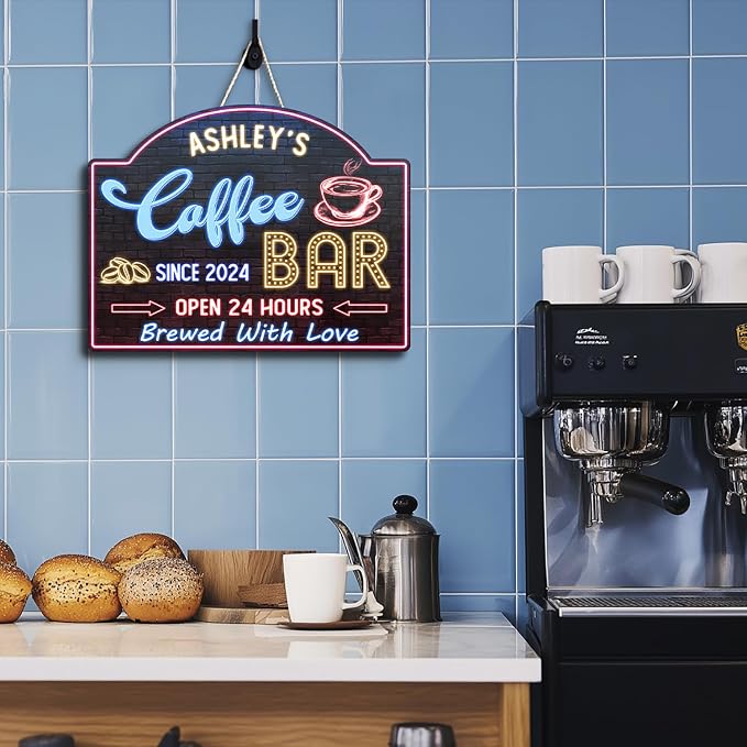 THUYPT Personalized Coffee Sign, Coffee Wooden Sign Plaque Wall Hanging Coffee - Image 5