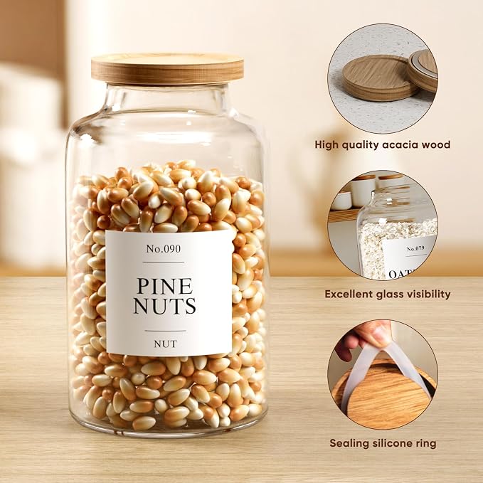 2 PCS Flour Sugar Storage Containers Glass, Large Glass Food Storage Jars - Image 5