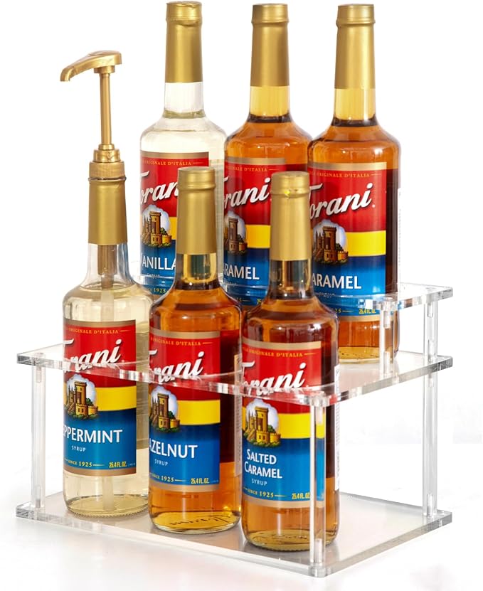 Acrylic Coffee Syrup Organizer, 2 Tier Coffee Syrup Rack, Syrup Bottle Holder - Image 3