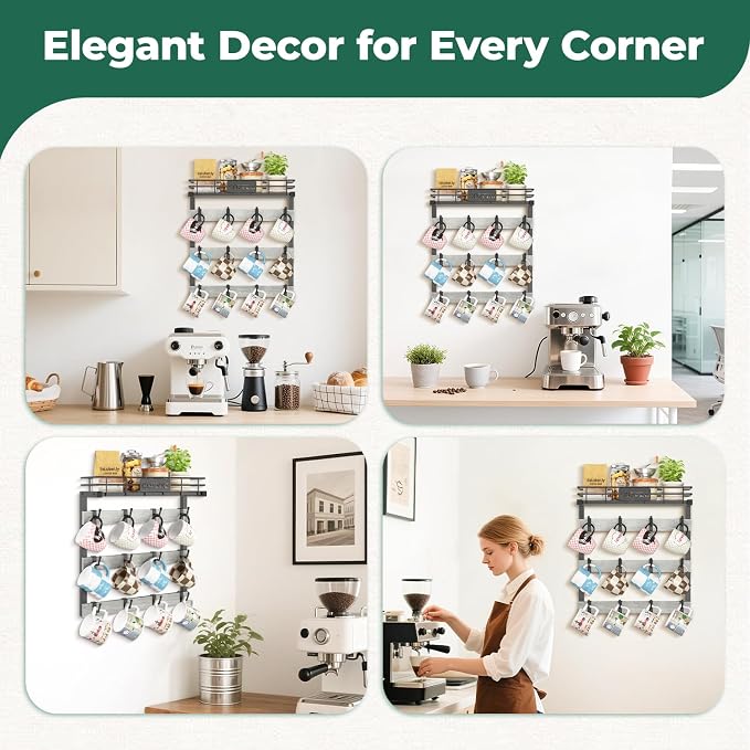 EsLuker.ly Coffee Mug Holder Wall Mounted Display Rack, Metal Cup Hanger - Image 8