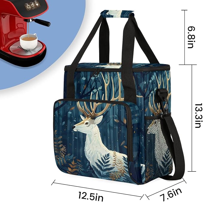 Forest Deer Coffee Maker Carring Bag, Large Insulated Storage Organizer Case - Image 2